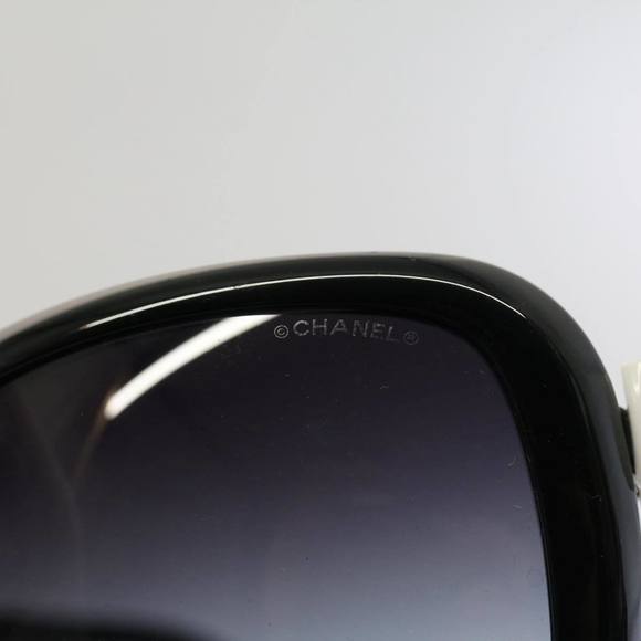 CHANEL Ribbon Sunglasses Plastic Black White CC Auth 53404 - Picture 6 of 16